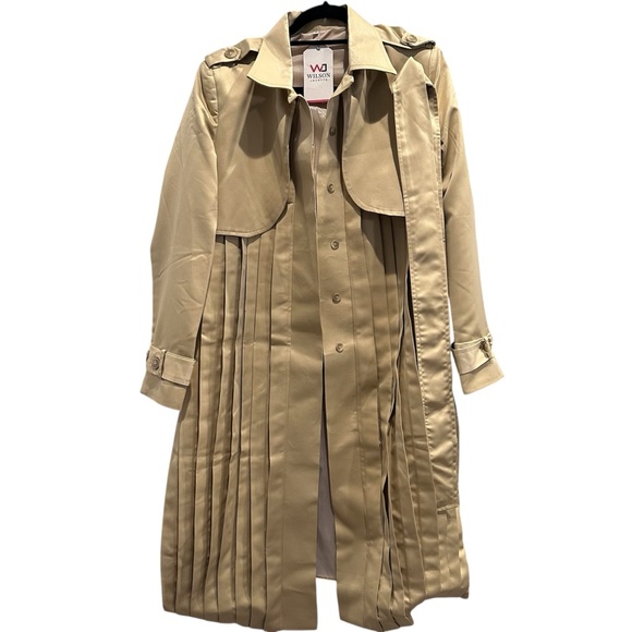 NWT Wilson Jackets Classic Beige Pleated Trench Coat Medium - Picture 4 of 13
